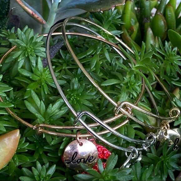 Silver Charm Bangles made with Swarovski Crystals Bracelets - Picture 1 of 7